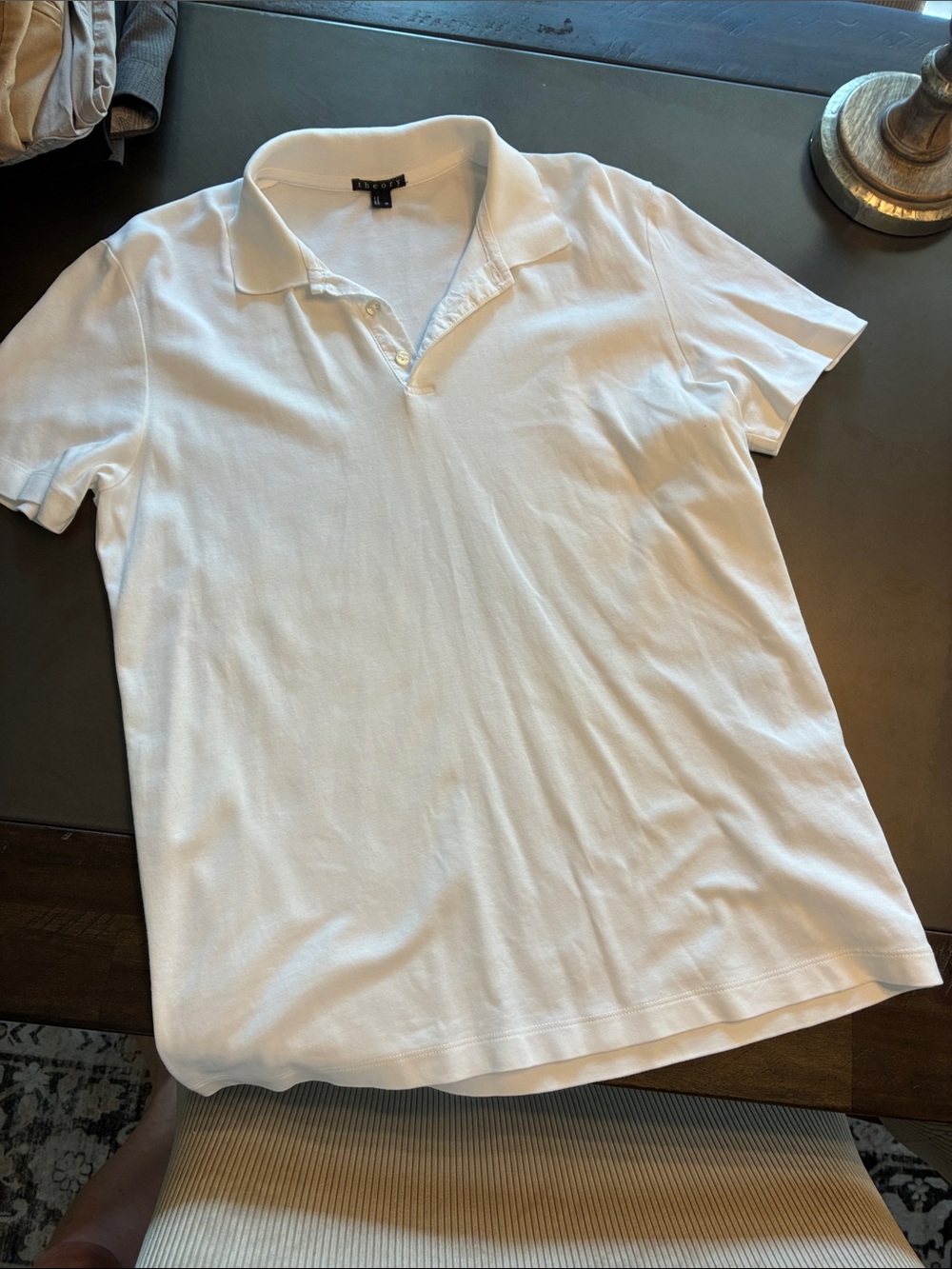 Theory White Men's Polo Shirt medium Short Sleeve Knit